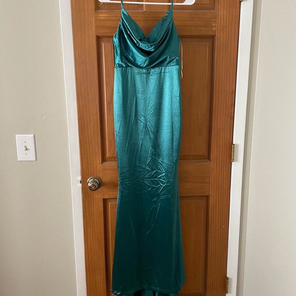 Hello Molly emerald green satin dress. New with tags, never worn!